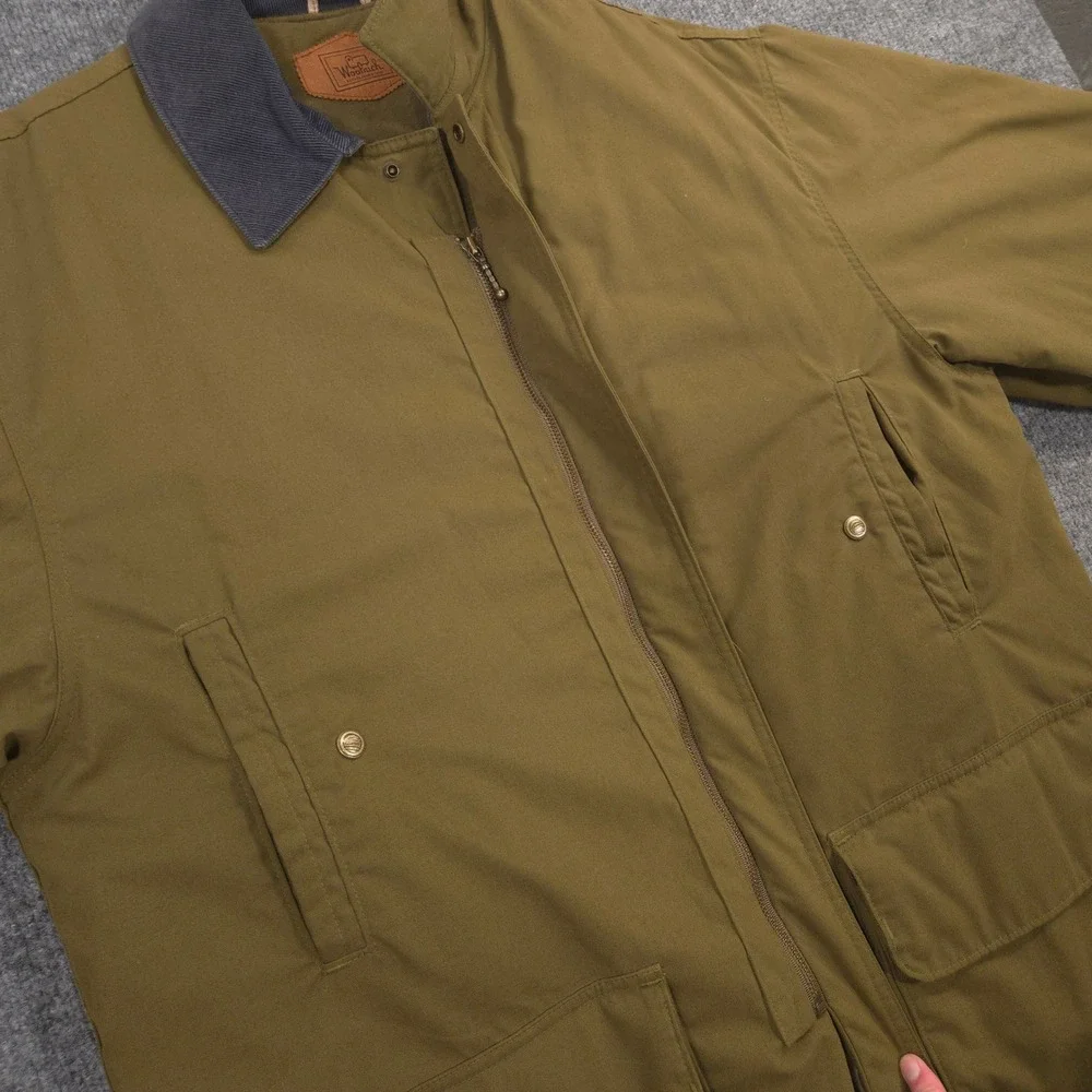 Vintage Woolrich Jacket Mens Large Green Field Chore Barn Coat Lined Made In USA